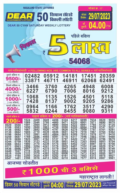 Dear 50 Cyan Saturday Weekly lottery draw, 4 pm, 24.02.2024.